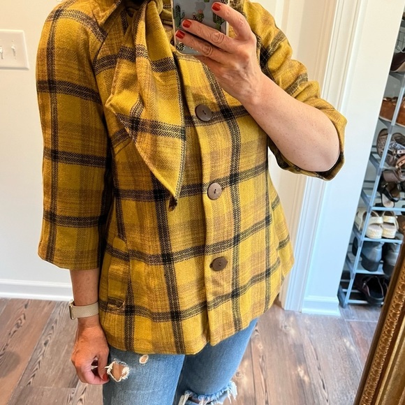 April Cornell Jackets & Blazers - Vintage April Cornell Plaid Fall Colors Pure Wool Swing Coat Jacket Scarf Collar